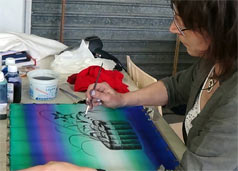 Stagière peinture sur soie